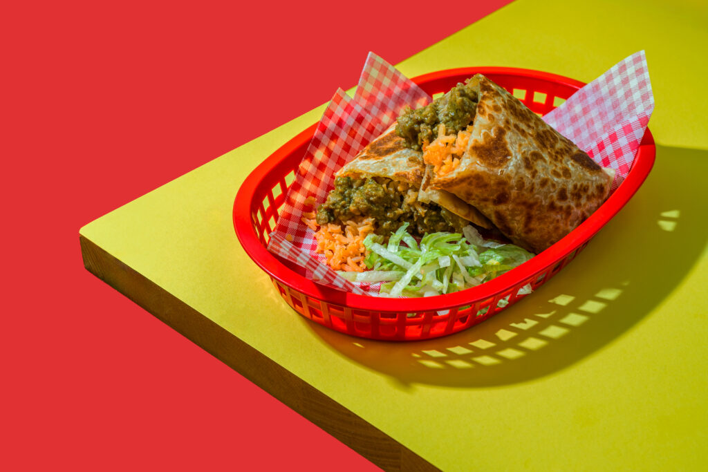 Green chile pork burrito